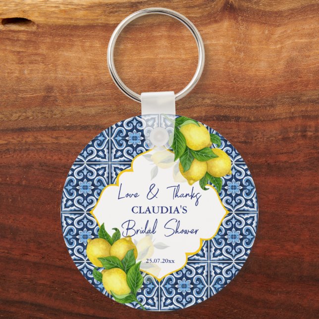 Llavero Ducha nupcial favorece azulejos azules lemon Amalf (Anverso)