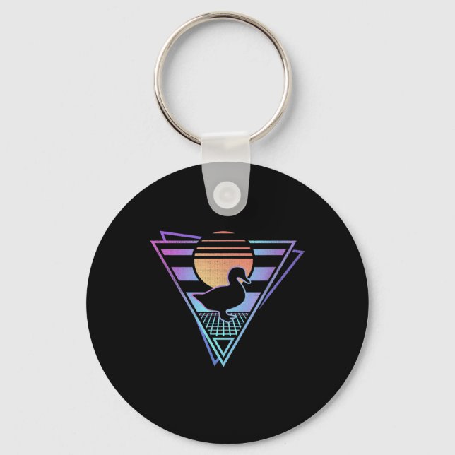 Llavero Duck Retro 80 EDM Synthwave Gift T-Shirt (Anverso)