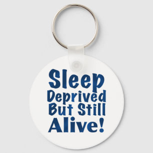 Llavero Duermen privado pero aún vivo en azul oscuro