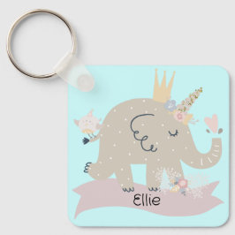 Llavero Dulce Baby Elephant Unicorn Nombre Personalizado