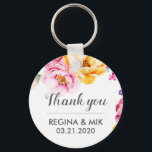 Llavero Dulce Boda de Primavera Floral Gracias<br><div class="desc">Este ilustracion florido de color rosa vintage y rústico es perfecto para bodas, duchas de novias, fiestas de compromiso y fiestas de aniversario. Obtén esta moda y elegante diseño floral para tu boda al aire libre de primavera, en el campo o en un romántico jardín botánico. Personalice el texto usando...</div>