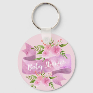 Llavero Dulce, Bonito, Chic, Floral Rosa Beige Baby Shower