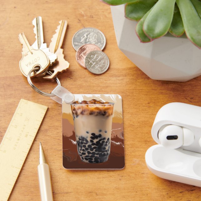 Llavero Dulce diseño de té con leche en 3D – Estética de a (Escritorio )