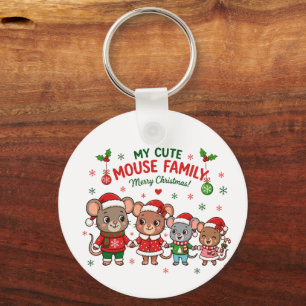Llavero Dulce Familia de Ratones Feliz Navidad