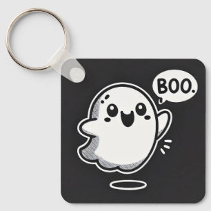 Llavero Dulce Fantasma de Dibujos Animados Diciendo Boo