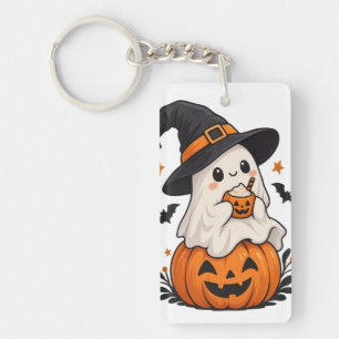 Llavero Dulce Fantasma de Halloween Bruja con Calabaza