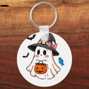 Llavero Dulce fantasma Kawaii de Halloween con sombrero de