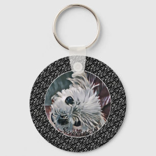 Llavero Dulce-Negro-Puppy-CUALQUIER FOTO-PLANTILLA-