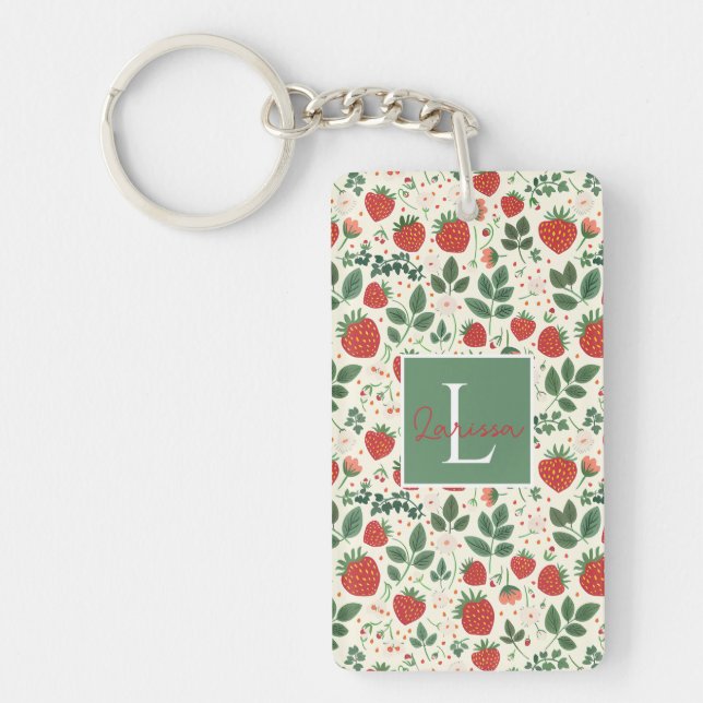 Llavero Dulce Patrón de Fresa Personalizado (Frente)