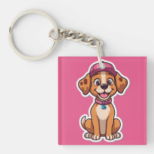 Llavero Dulce perro caricaturista - Cachorro feliz en Pega