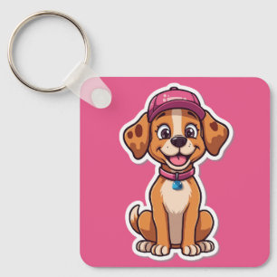 Llavero Dulce perro caricaturista - Cachorro feliz en Pega