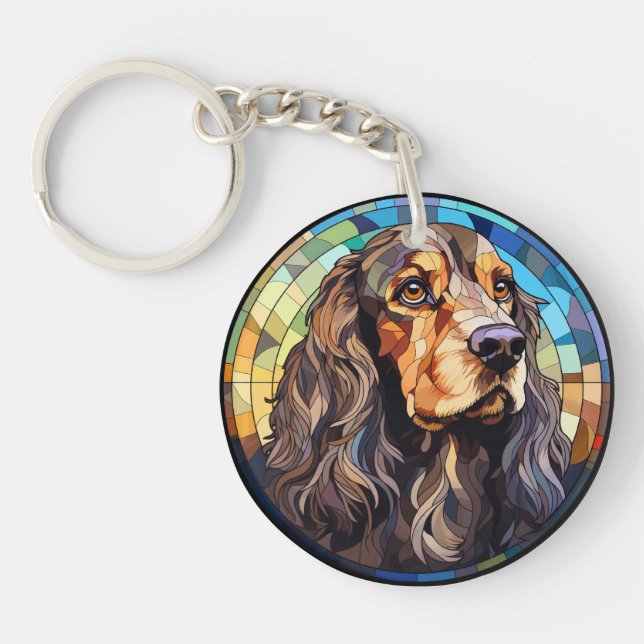 Llavero Dulce perro Cocker Spaniel de vidrio emplomado (Frente)