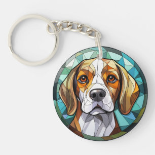 Llavero Dulce perro sabueso de vidrio emplomado
