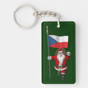 Llavero Dulce Santa Claus Con Bandera De La República Chec