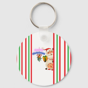 Llavero Dulce Santa y Sra. Claus Feliz Navidad Saludo 