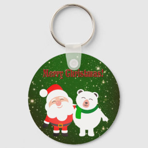Llavero Dulce Sparkly Green, Santa y Oso