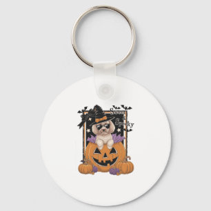 Llavero Dulce y espeluznante caniche y calabaza