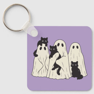 Llavero Dulces fantasmas de hoja y gatos negros de Hallowe