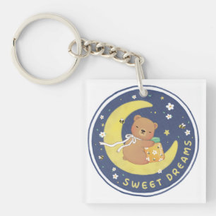 Llavero Dulces sueños: Oso de peluche y Ilustracion de mie