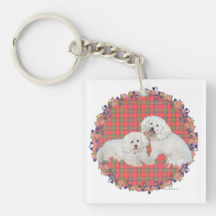 Llavero Dúo de Bichon Frise a Cuadros