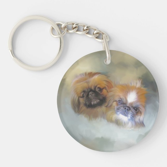 Llavero Dúo Suave de Pekingese (Frente)
