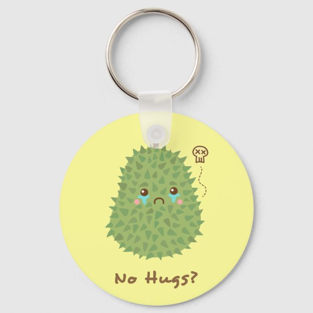 Llavero Durian triste que no recibe abrazos (Anverso)