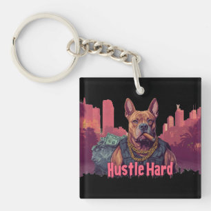 Llavero Duro rival - Perro Pitbull con dinero y cigarro