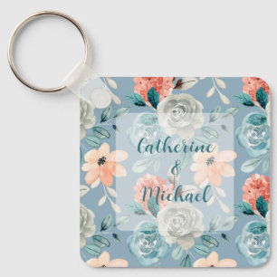 Llavero Duste Blue Floral Lace Caligrafía decorativa