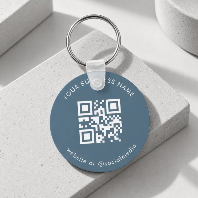 Llavero Dusty Blue Custom Business Qr Code Scan Keychain (Subido por el creador)