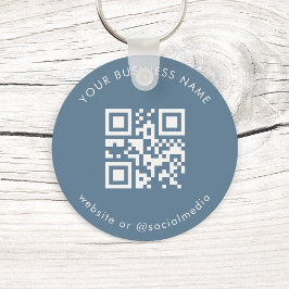 Llavero Dusty Blue Custom Business Qr Code Scan Keychain