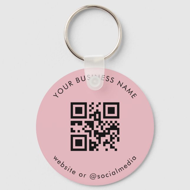 Llavero Dusty Pink Add Your Custom Business Qr Code Scan (Anverso)
