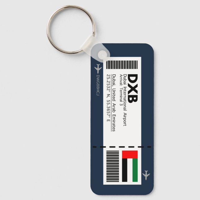 Llavero DXB Dubai Boarding Pass - Dubai Ticket (Anverso)