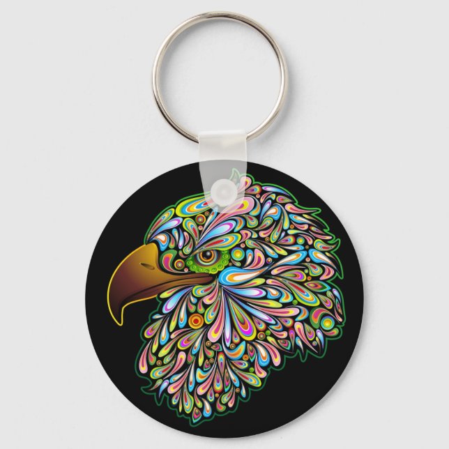 Llavero Eagle Hawk Psychedelic Design Keychain (Anverso)
