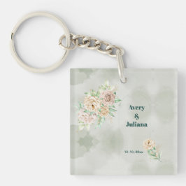 Llavero Earthy Shades Flowers Boho Elegant Sage Green