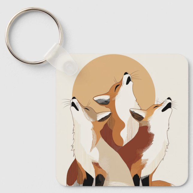 Llavero Earthy Tone Fox Pack Aesthetic Keychain (Anverso)