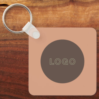 Llavero Earthy Tone Logo QR Code Double Sided Keychain