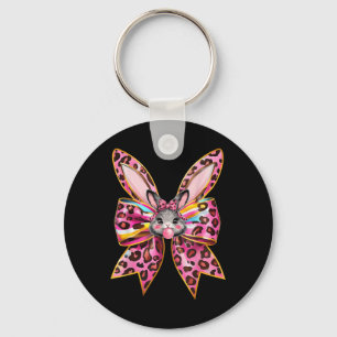 Llavero Easter Bunny Face Leopardo Coquette Bow Easter Day