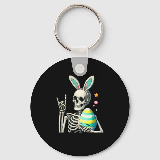 Llavero Easter Skeleton Bunny Rock Hand Rocker Boys Kids M (Anverso)
