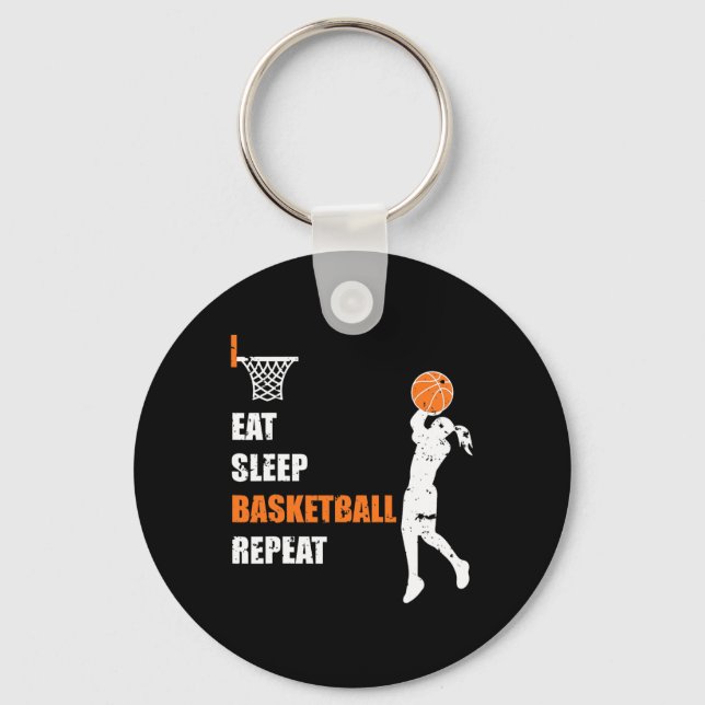 Llavero Eat Sleep Basketball Repetir Chicas Baloncesto Jug (Anverso)