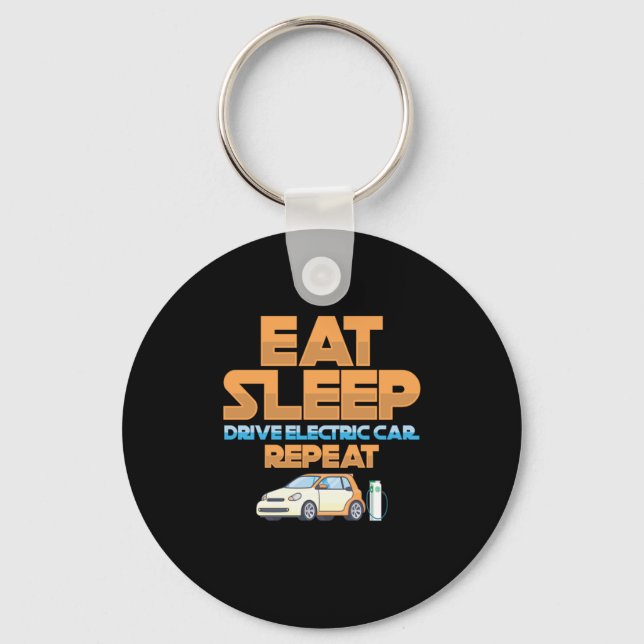Llavero Eat Sleep Drive Electric Car Ecar Charge Gift (Anverso)