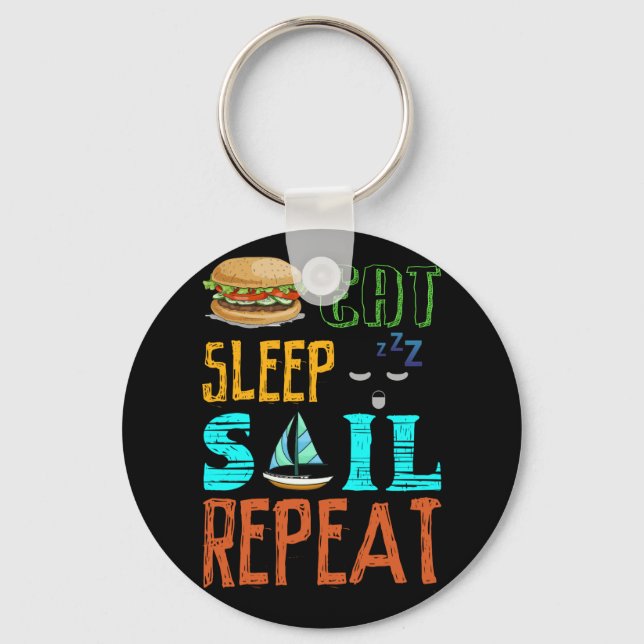 Llavero Eat Sleep Sail Repeat Funny Sailing Sailor Gift (Anverso)