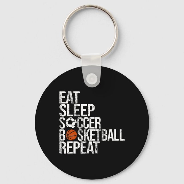 Llavero Eat Sleep Soccer Basketball Repetir bola divertida (Anverso)