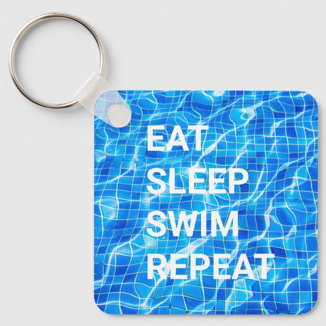 Llavero Eat Sleep Swim Repetir Piscina Acuática (Anverso)