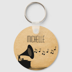 Llavero Ebony Vintage Gramophone Keychain