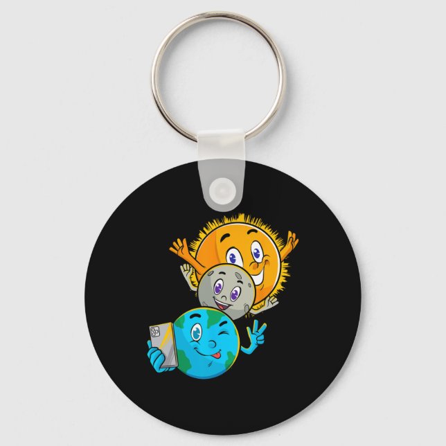 Llavero Eclipse 2024 Funny Earth Sun Moon Selfie Space Kid (Anverso)