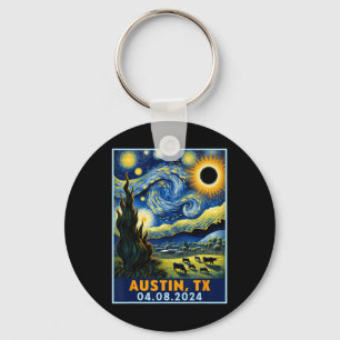Llavero Eclipse solar 2024 Austin Texas Van Gogh Starry Ni
