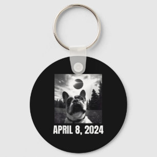 Llavero Eclipse solar 2024 divertido selfie de Bulldog Fra