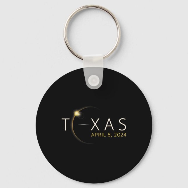 Llavero Eclipse solar 2024 Eclipse solar total de Texas (Anverso)