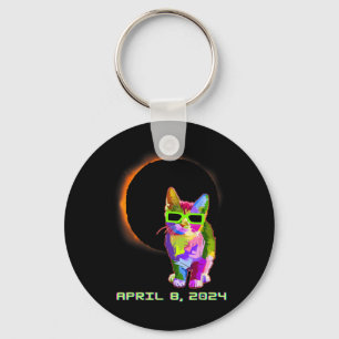 Llavero Eclipse solar 2024 Gato con vidrio Eclipse solar