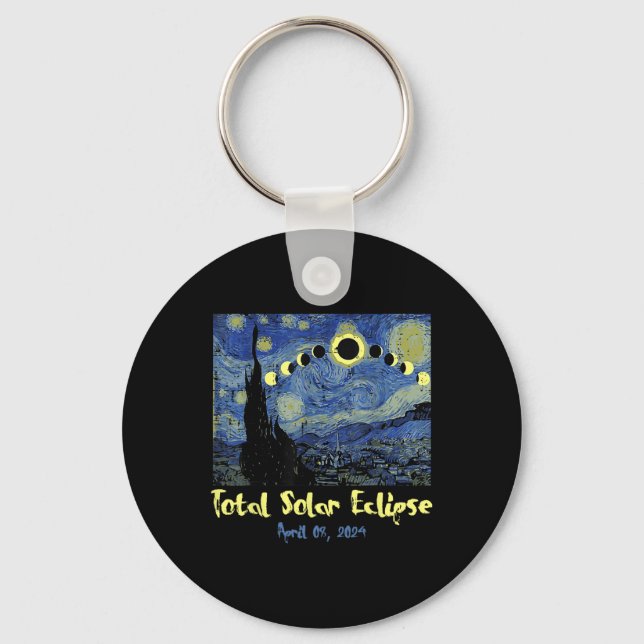 Llavero Eclipse solar 2024 Totalidad Abril 8 Hombres Mujer (Anverso)